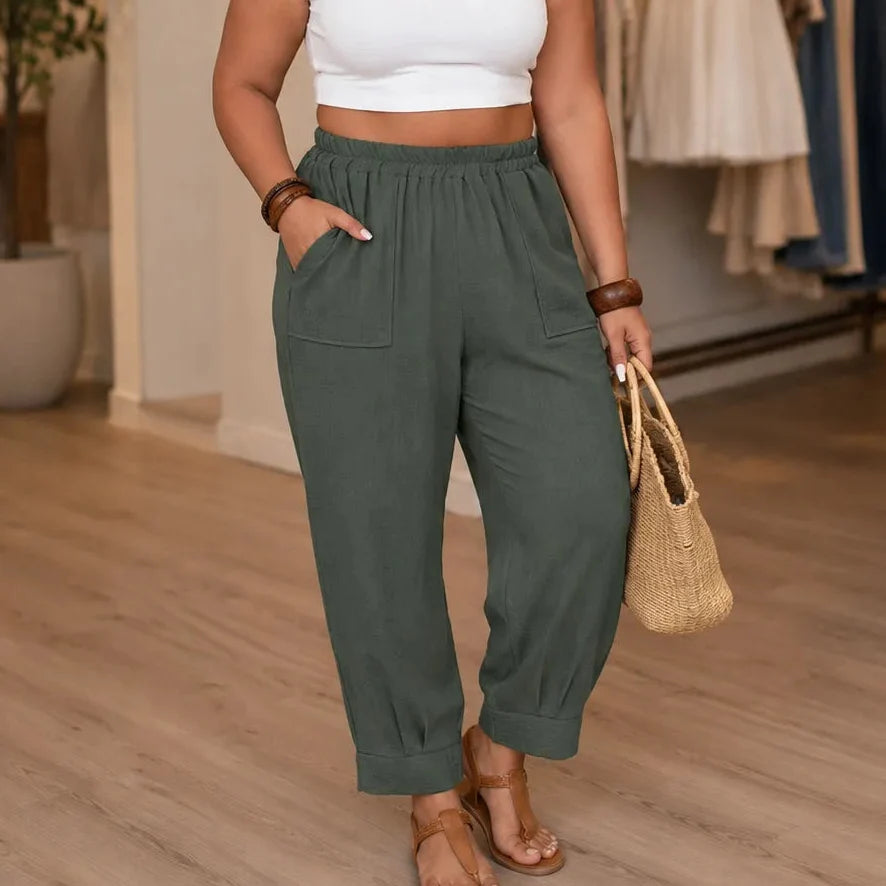 Pantalon Femme Loriane – Coupe Détendue, Taille Élastique