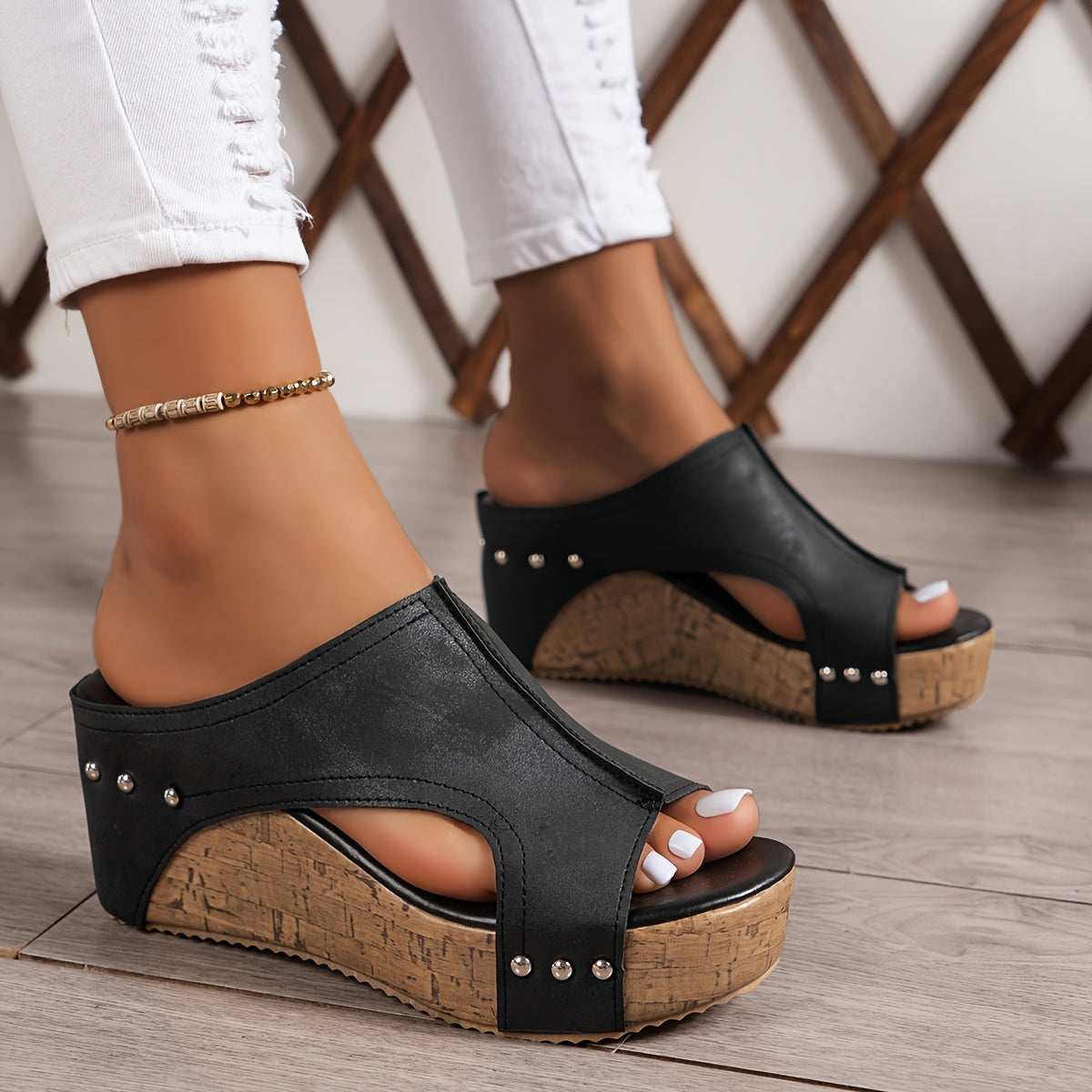 Sandales Compensées Rétro Élégantes et Confortables pour Femme