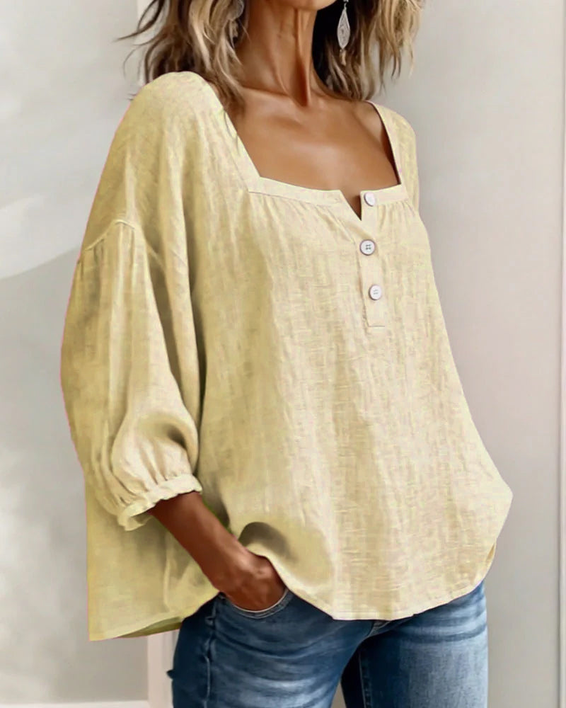 Glyressa - Blouse Femme Élégante à Col Carré