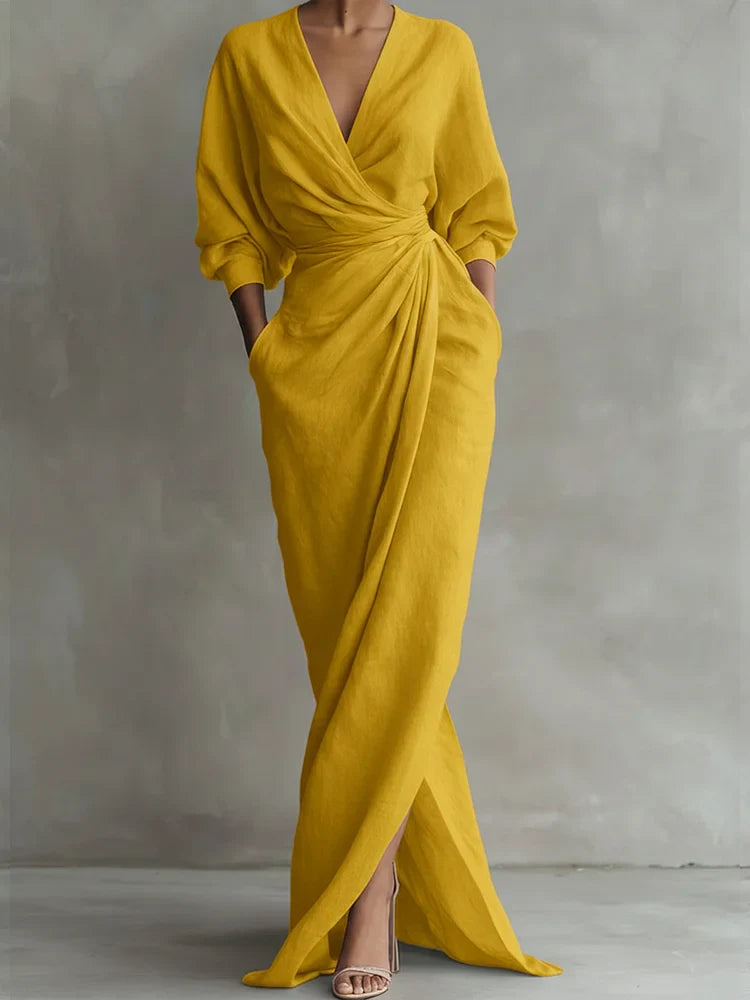 Robe extra-longue en lin et coton pour femmes