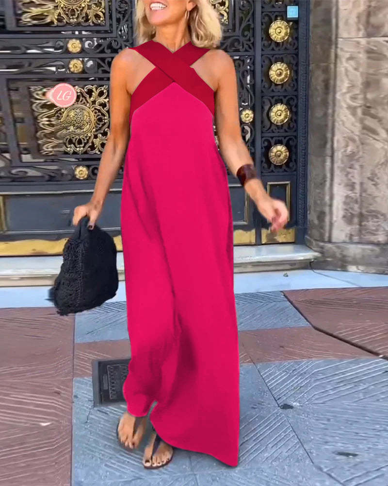 Robe sans manches à encolure croisée