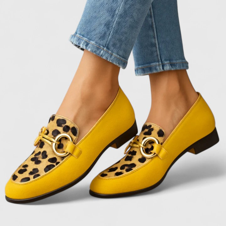 Mocassins Femme Mheiko – Léopard Jaune, Coupe Décontractée
