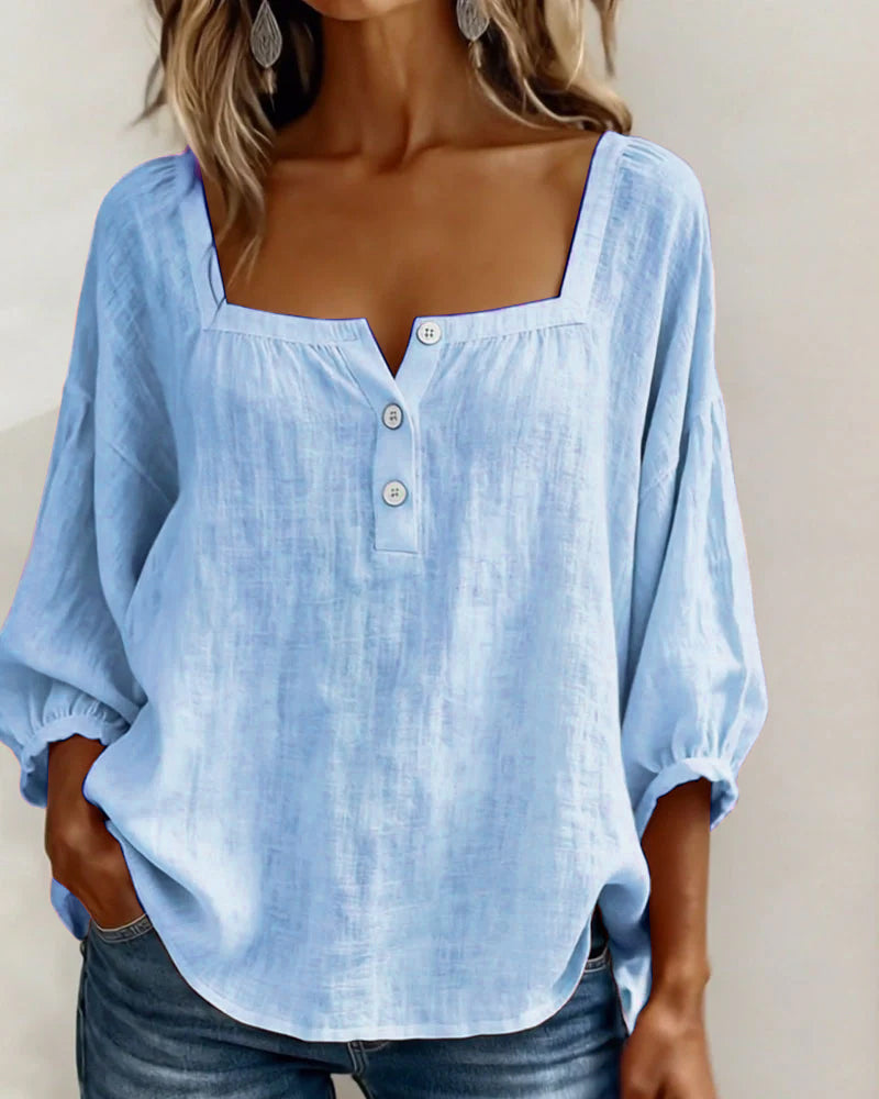 Glyressa - Blouse Femme Élégante à Col Carré
