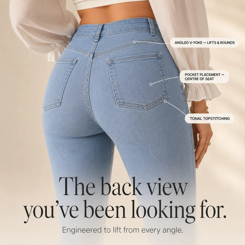 Jean Évasé Femme Curvella – Taille Haute, Coupe Sculptante