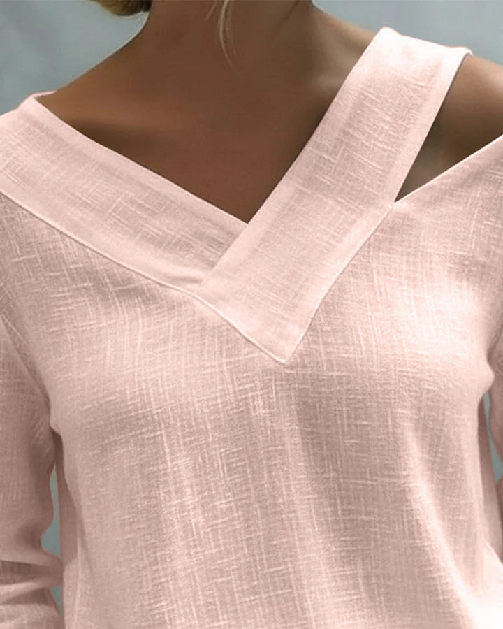 Calira - Haut Off-Shoulder V-Neck à Toucher Doux