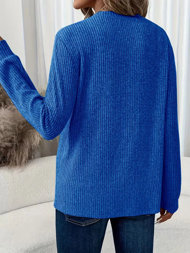 Pull côtelé à col rond