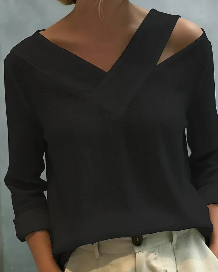 Calira - Haut Off-Shoulder V-Neck à Toucher Doux