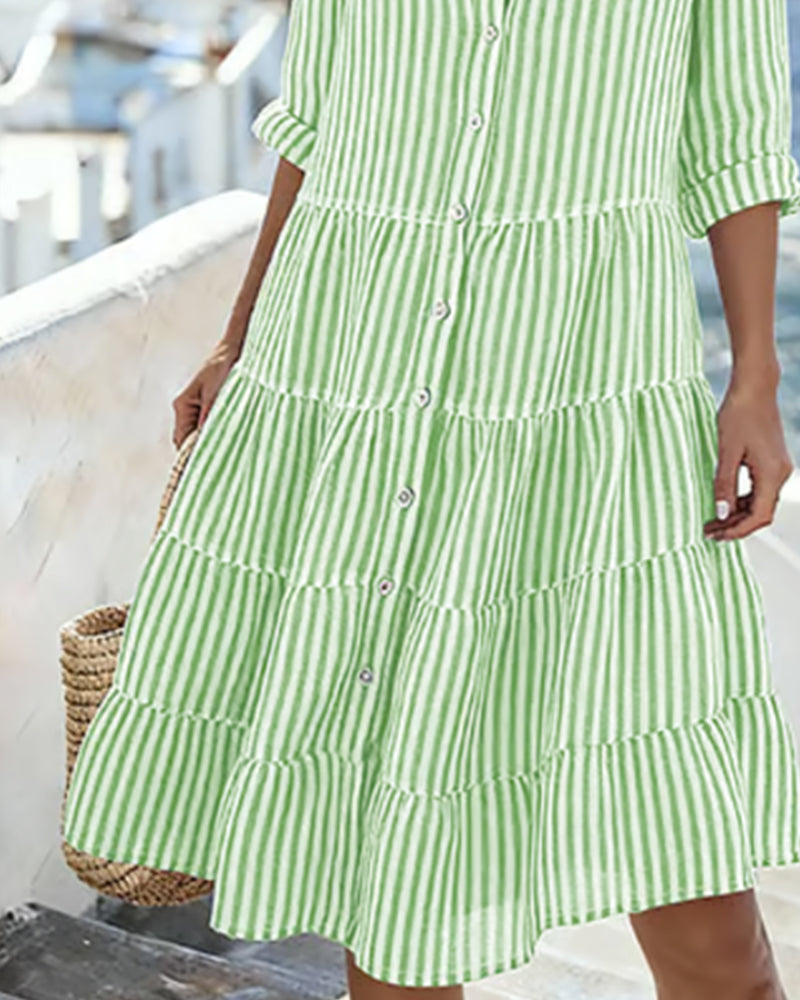 Robe Chemise À Rayures Verticales