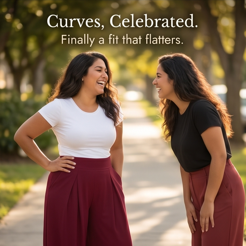 Pantalon Palazzo Femme Curvella – Plissé, Coupe Fluide
