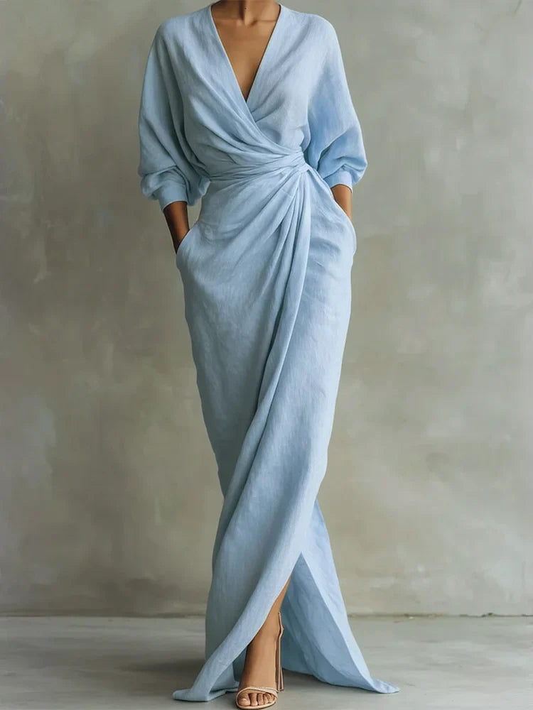 Robe extra-longue en lin et coton pour femmes