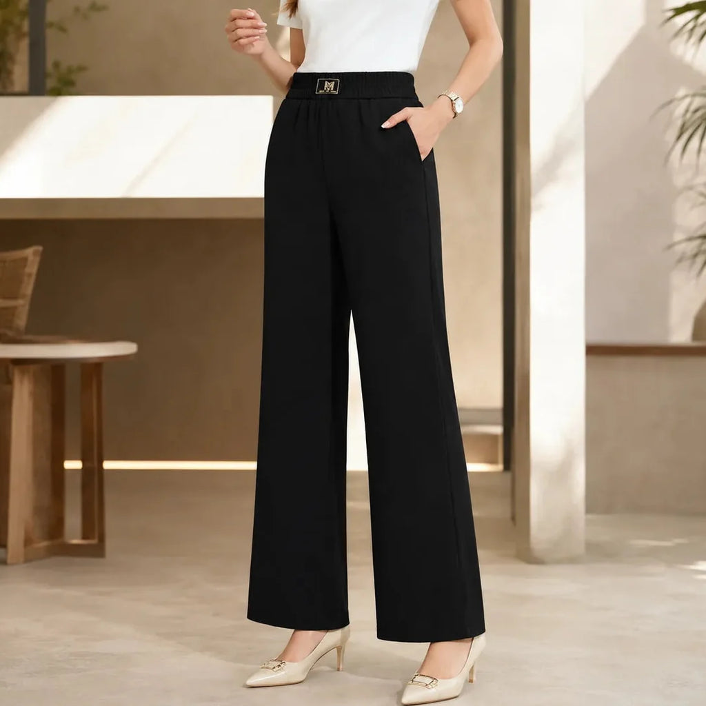 Pantalon Large Femme Velora – Taille Haute, à Enfiler