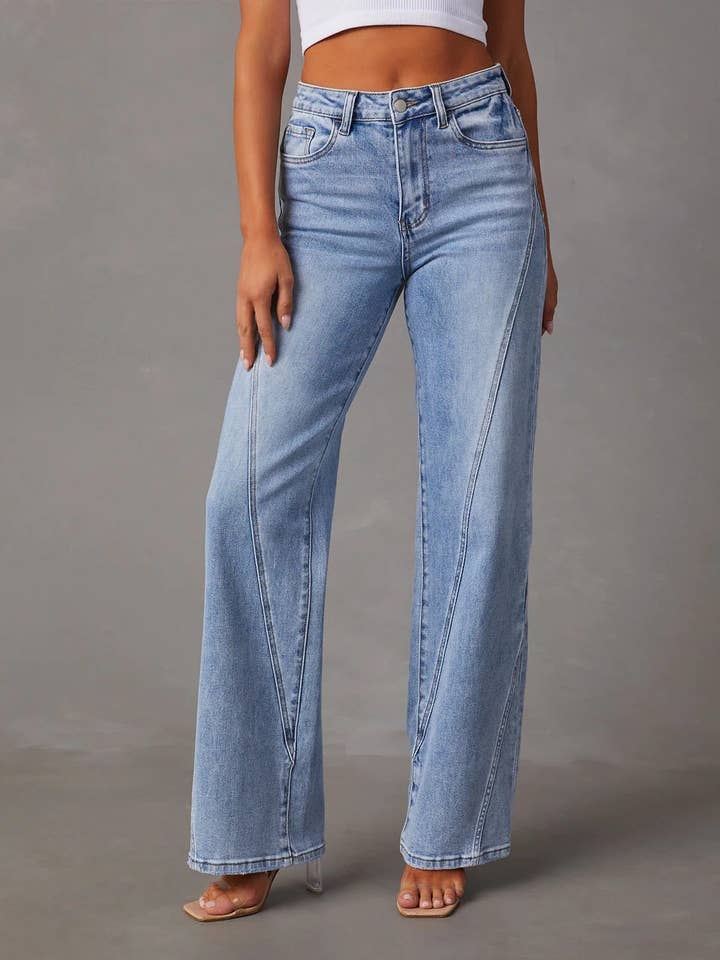 Pantalon femme taille haute et jambes droites