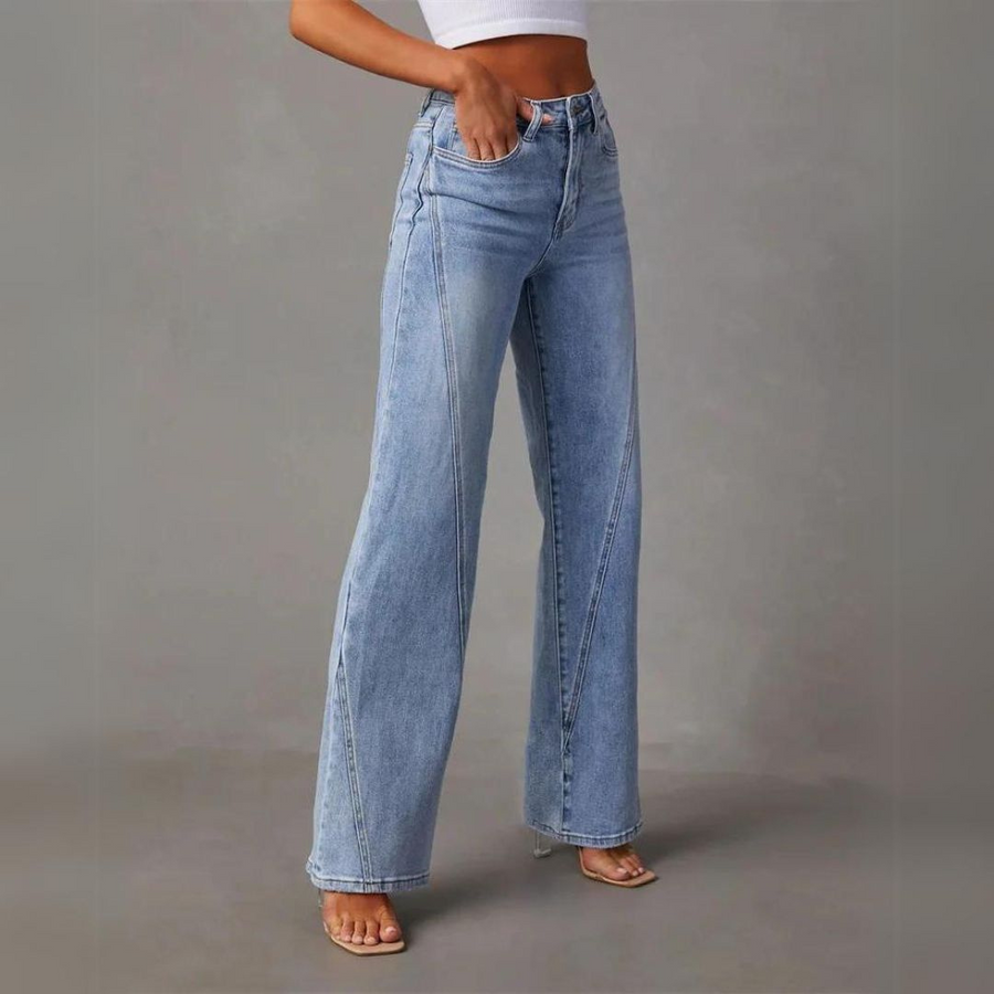 Pantalon femme taille haute et jambes droites