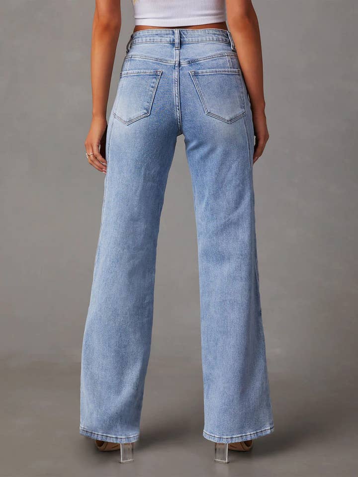 Pantalon femme taille haute et jambes droites
