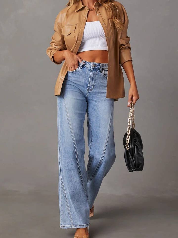 Pantalon femme taille haute et jambes droites