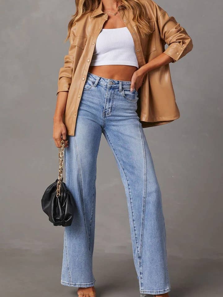 Pantalon femme taille haute et jambes droites