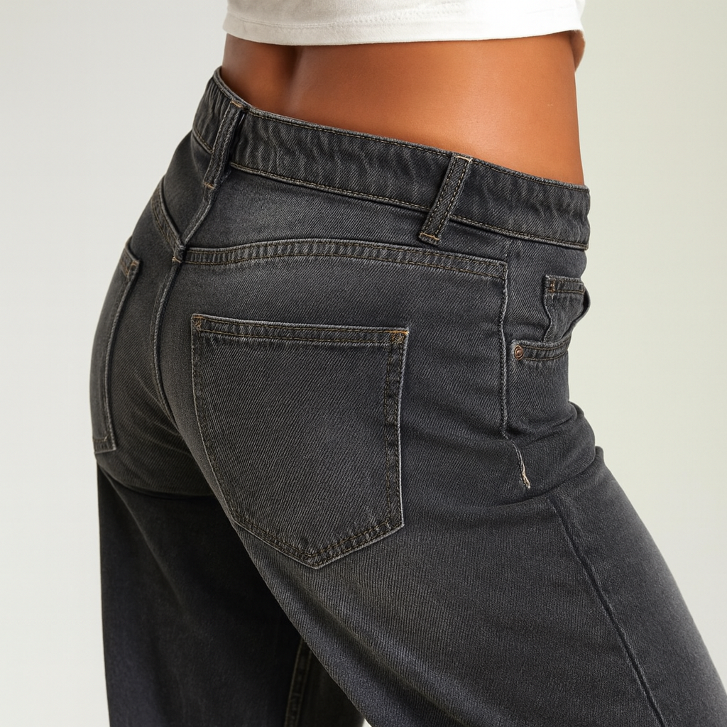 Pantalon femme à jambes larges, fermeture à boutons, passants de ceinture et quinze poches