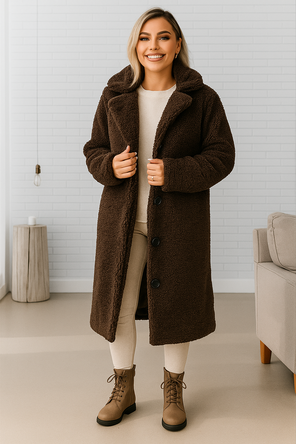 Manteau Teddy Annelous – Manteau Long et Pelucheux pour l'Hiver
