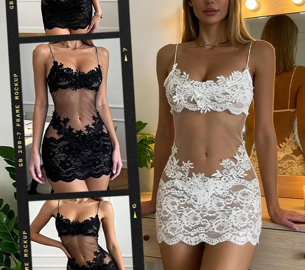 Lirielle - Robe Illusion Dentelle Minuit