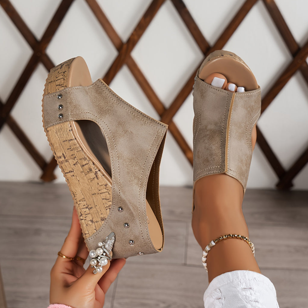 Sandales Compensées Rétro Élégantes et Confortables pour Femme