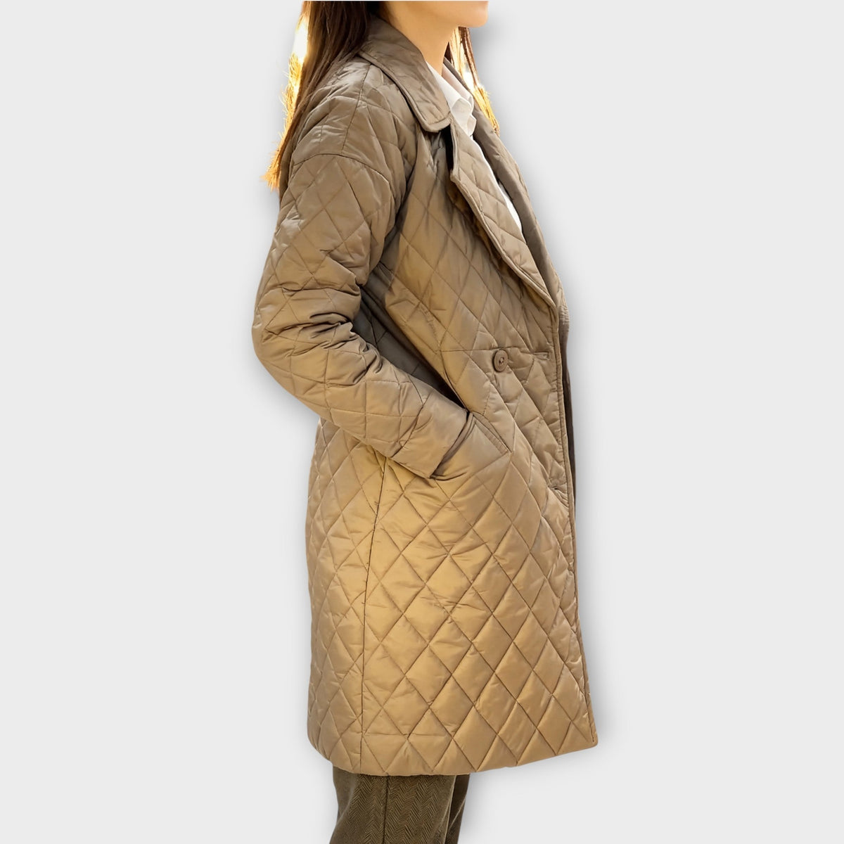 Manteau Classique d'Hiver Matelassé à Longueur Moyenne