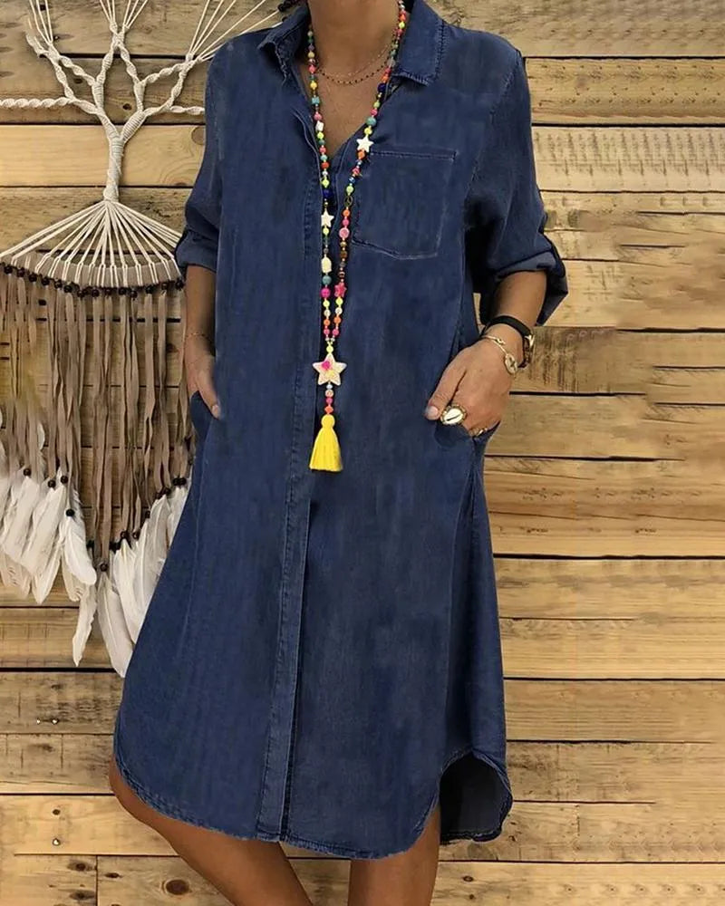 Robe Chemise Femme en Jean Vintage Coupe Ample pour Style Chic Décontracté