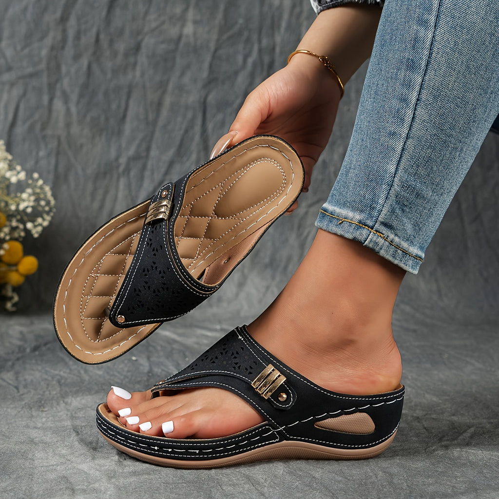 Tongs Compensées Femme à Support Voûte Plantaire Ergonomique