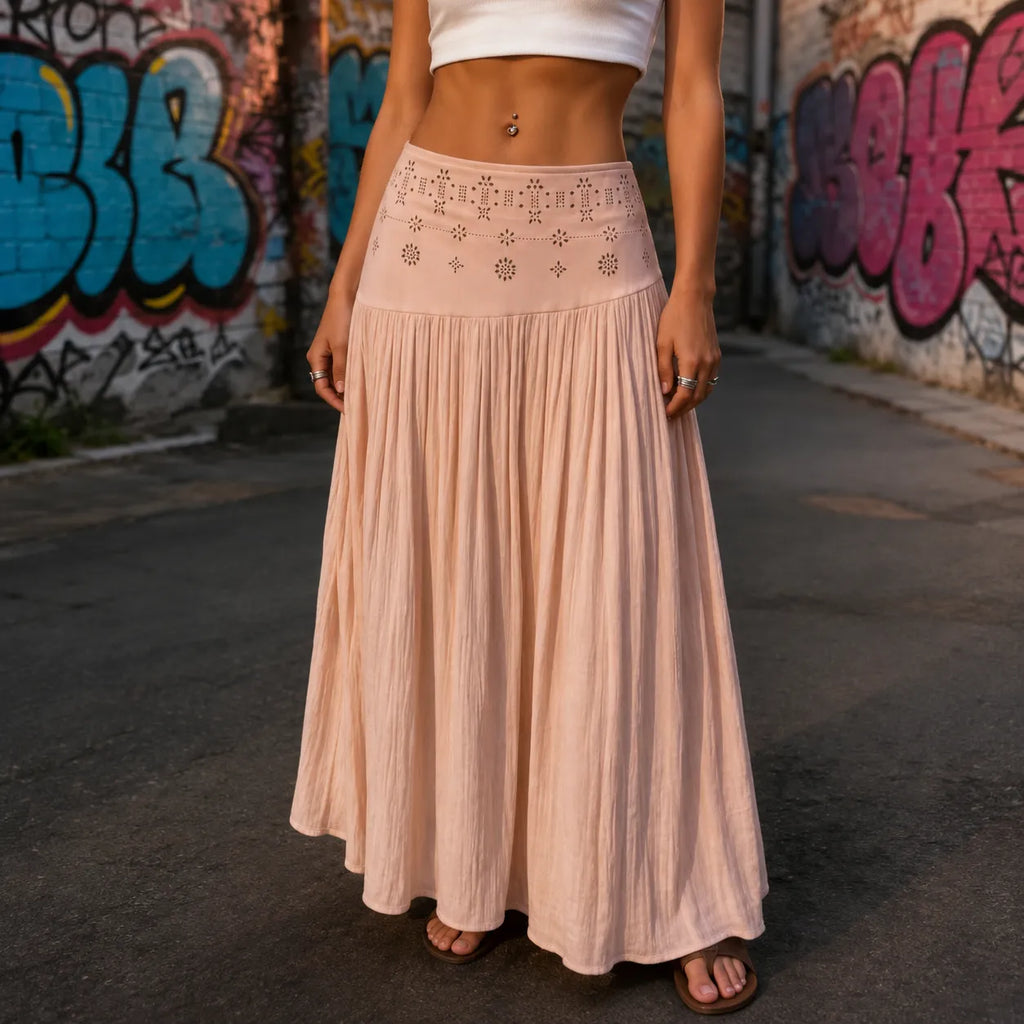 Jupe Maxi Femme Soléra – Style Boho, Taille Haute