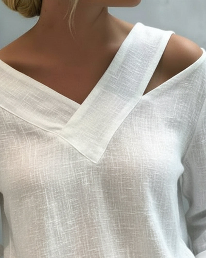 Melyra - Haut Élégant à Col V Décolleté Asymétrique