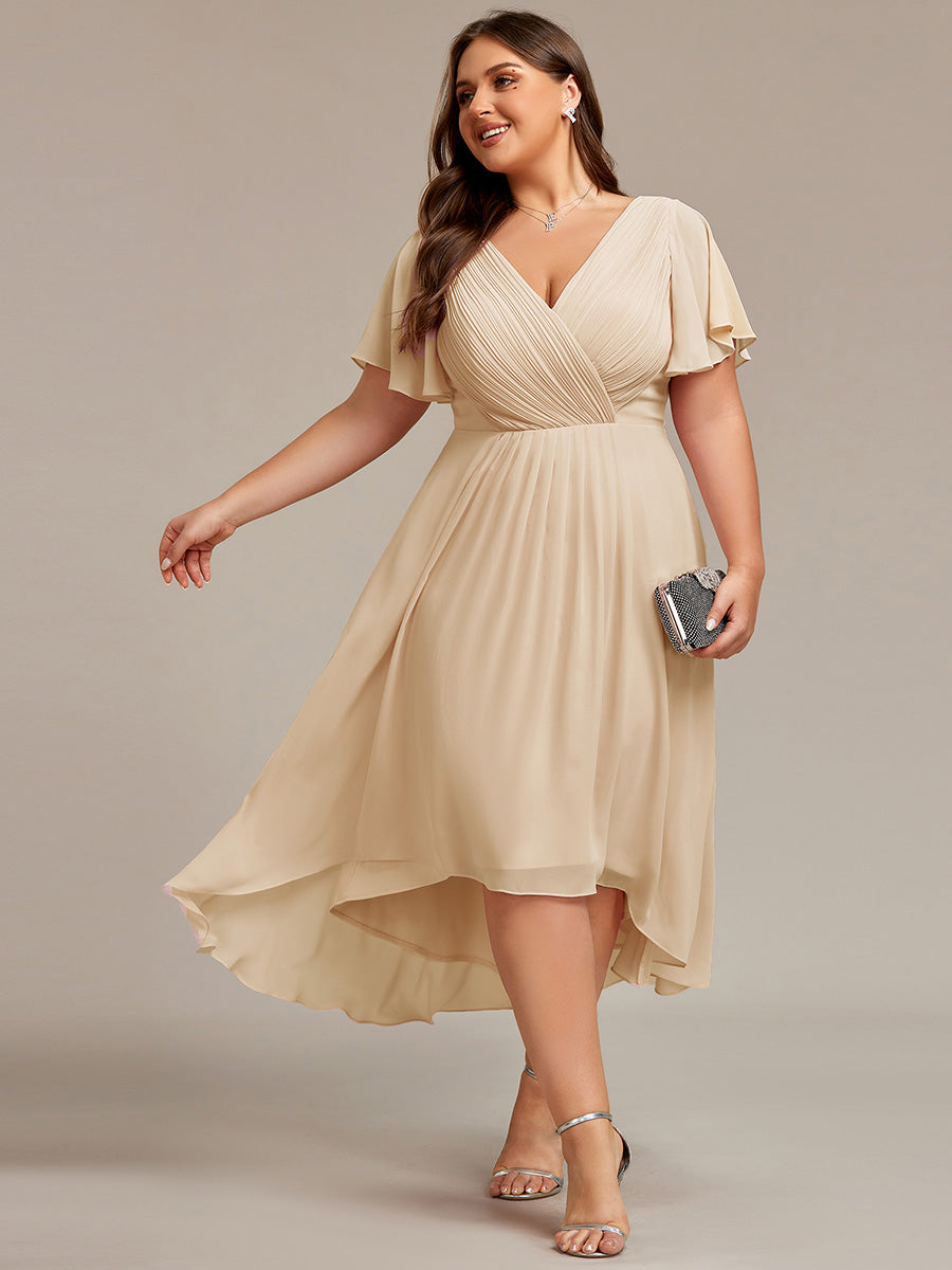 Robe femme d’invitée de mariage chic col V coupe fluide élégante