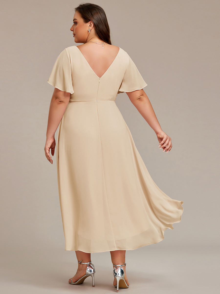 Robe femme d’invitée de mariage chic col V coupe fluide élégante