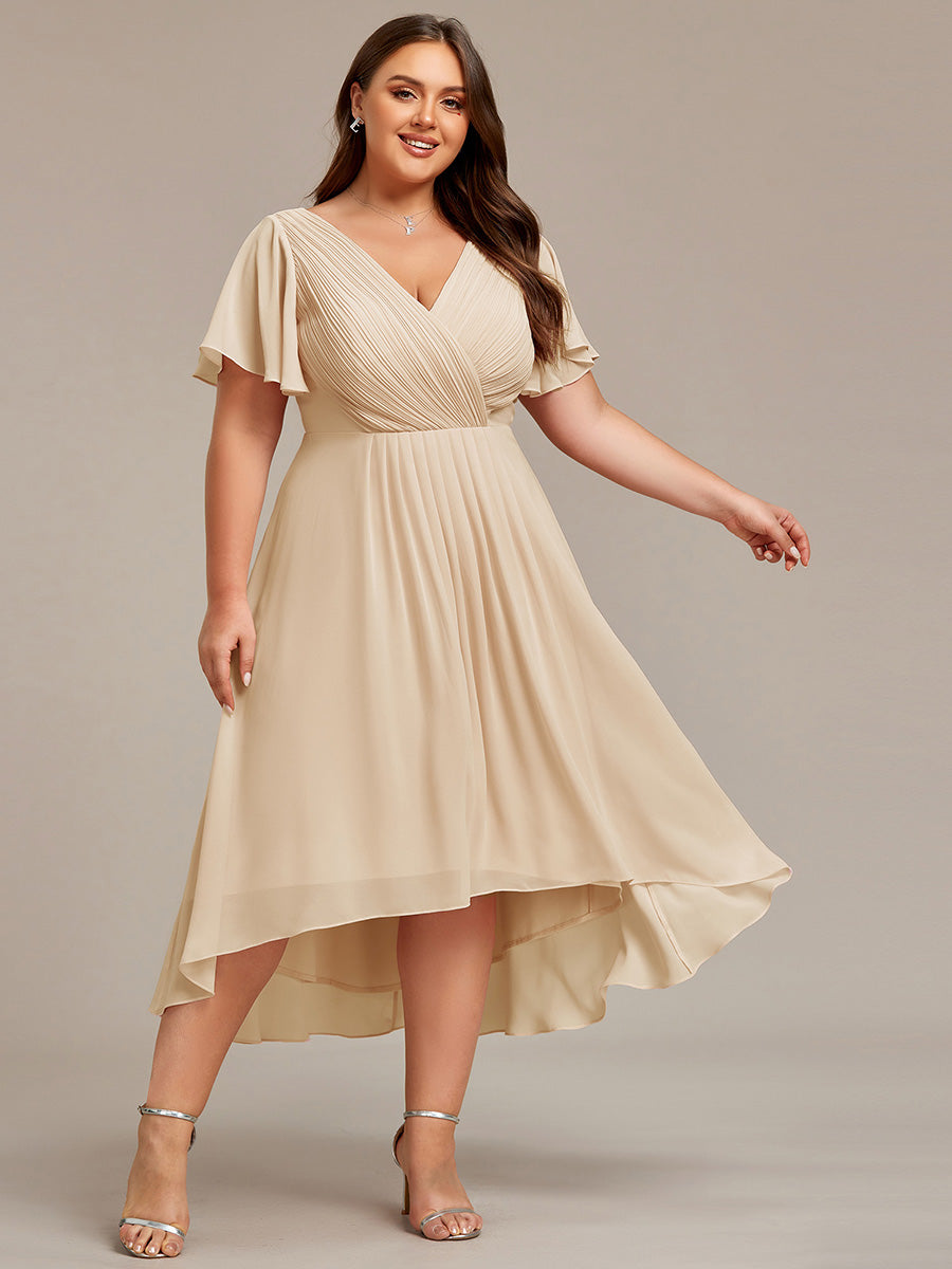 Robe femme d’invitée de mariage chic col V coupe fluide élégante