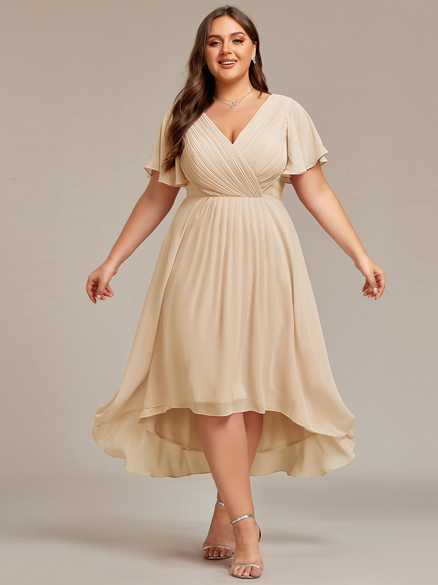 Robe femme d’invitée de mariage chic col V coupe fluide élégante