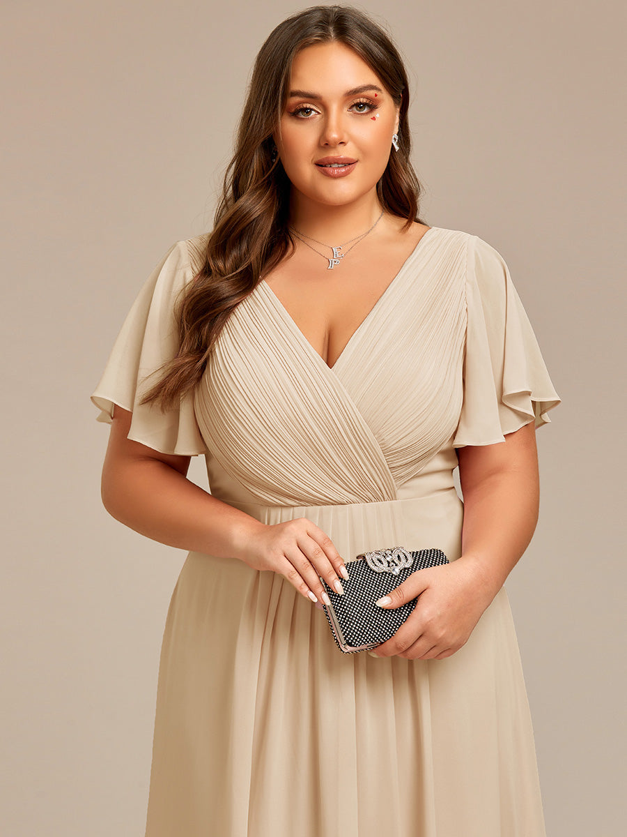 Robe femme d’invitée de mariage chic col V coupe fluide élégante