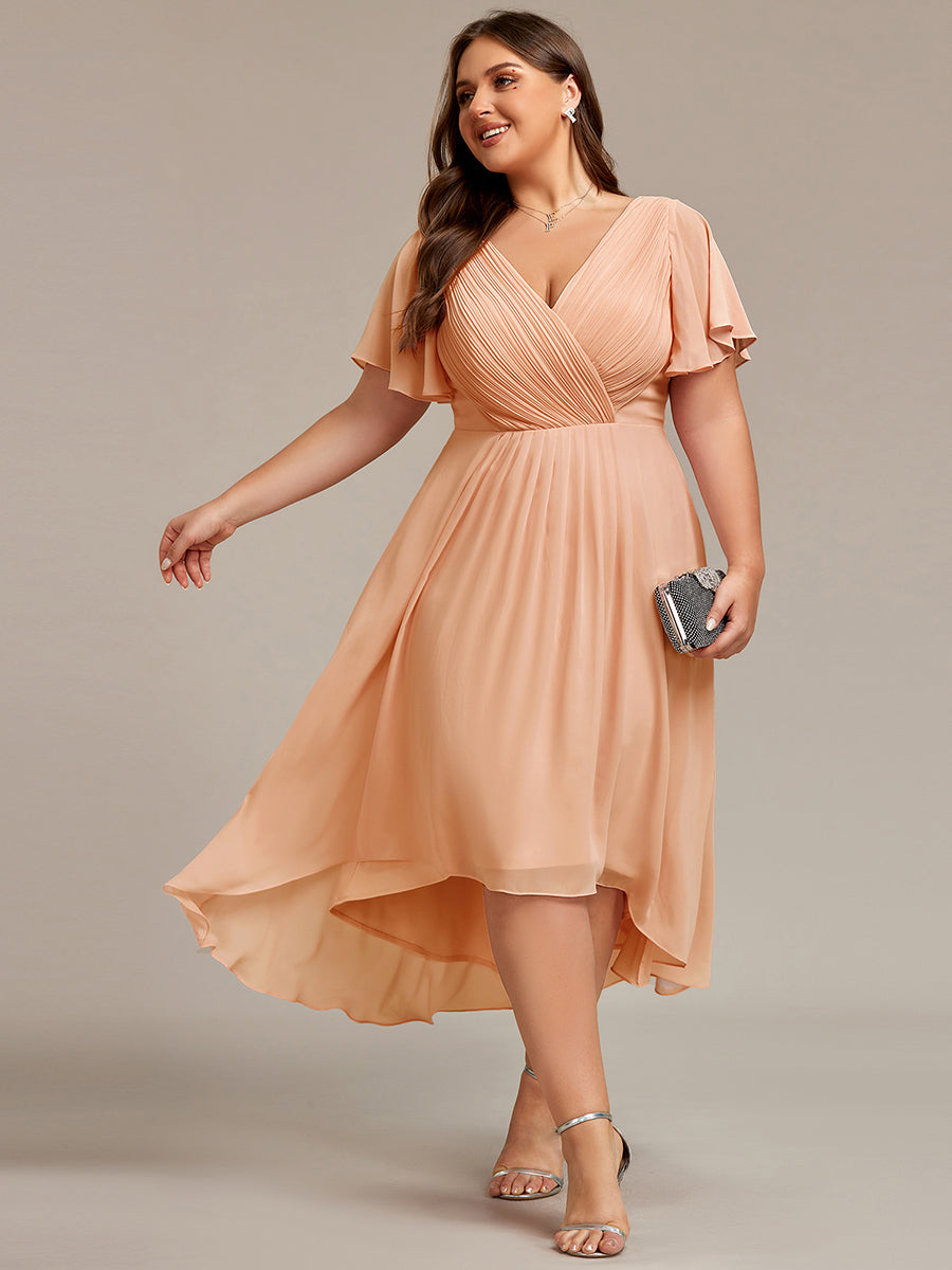 Robe femme d’invitée de mariage chic col V coupe fluide élégante