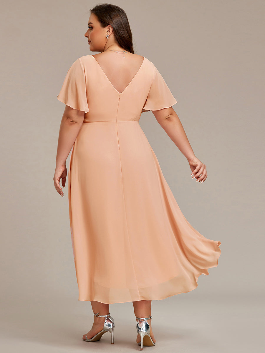 Robe femme d’invitée de mariage chic col V coupe fluide élégante