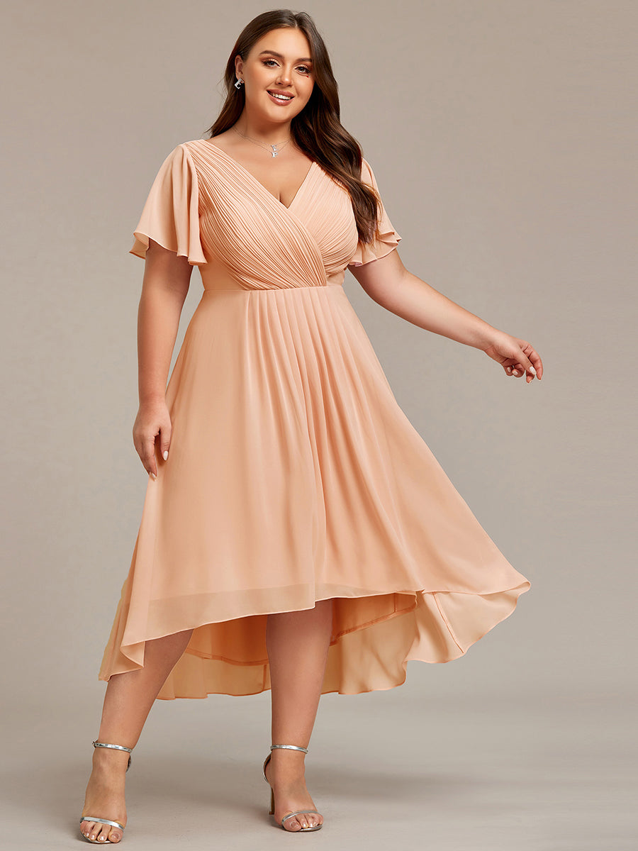 Robe femme d’invitée de mariage chic col V coupe fluide élégante