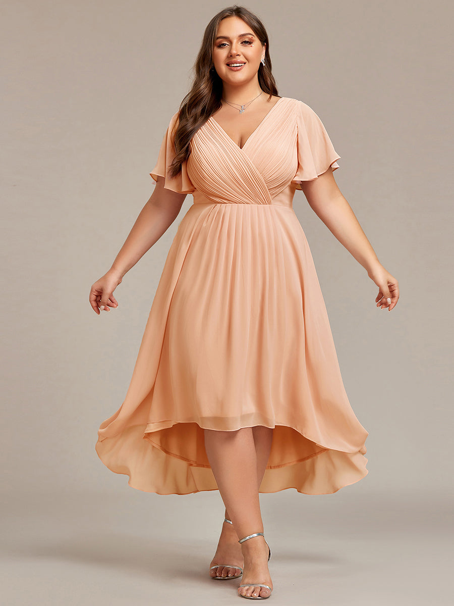 Robe femme d’invitée de mariage chic col V coupe fluide élégante