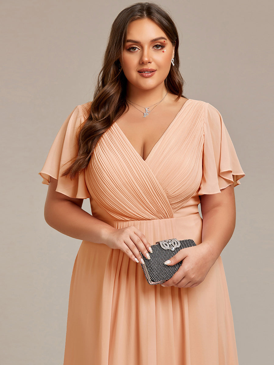 Robe femme d’invitée de mariage chic col V coupe fluide élégante