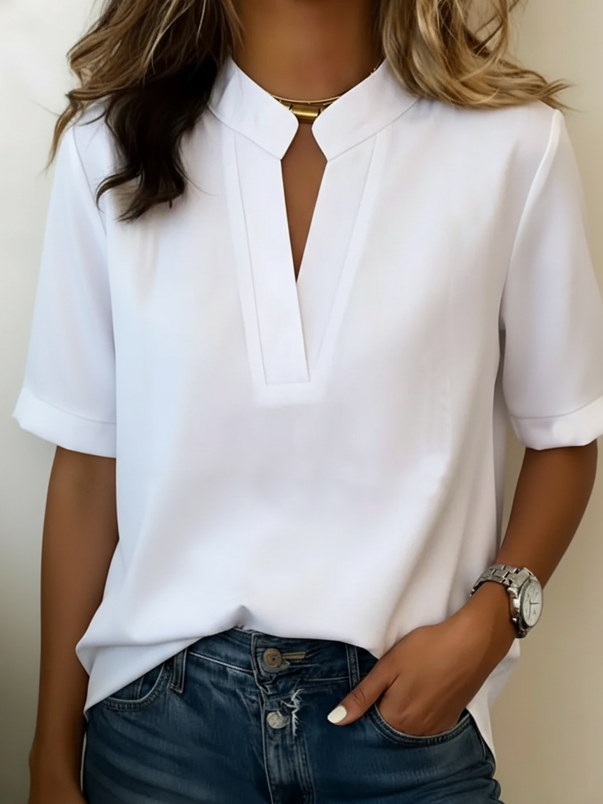 Pravine - Blouse Décontractée Col V Femme