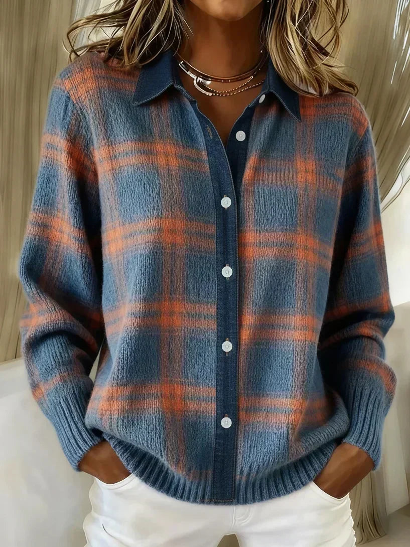 Gisèle – Pull en tricot à carreaux doux