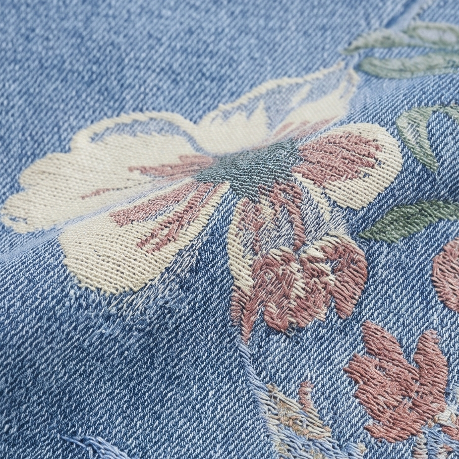 Jean Large Femme Blomara – Bleu Clair, Imprimé Floral