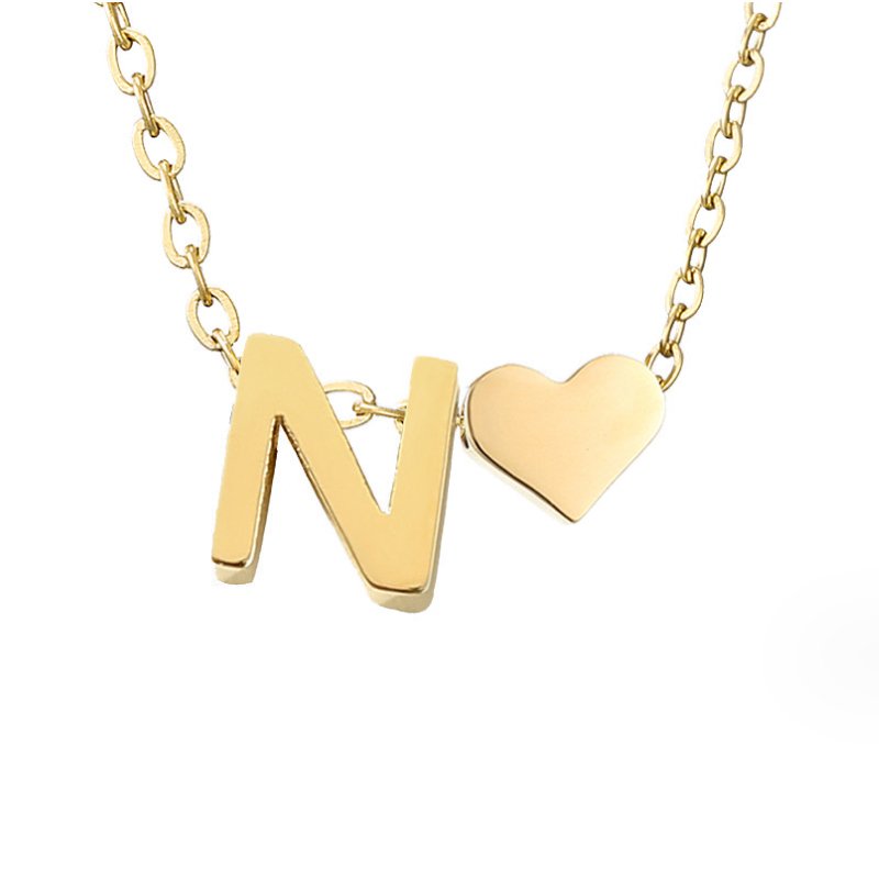 Collier Cœur et Lettre Original en Or