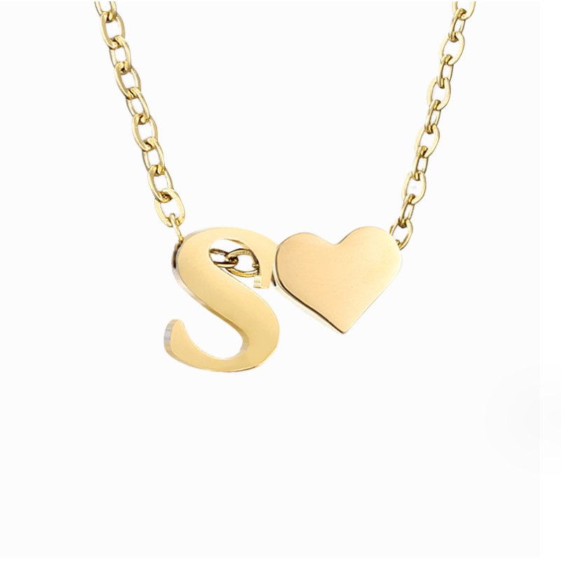Collier Cœur et Lettre Original en Or