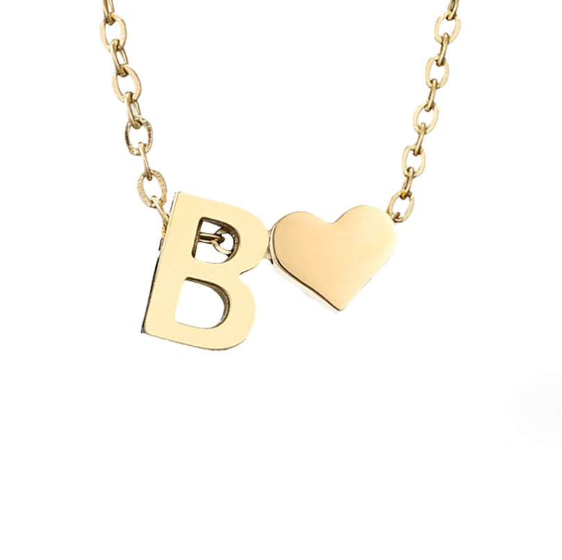 Collier Cœur et Lettre Original en Or
