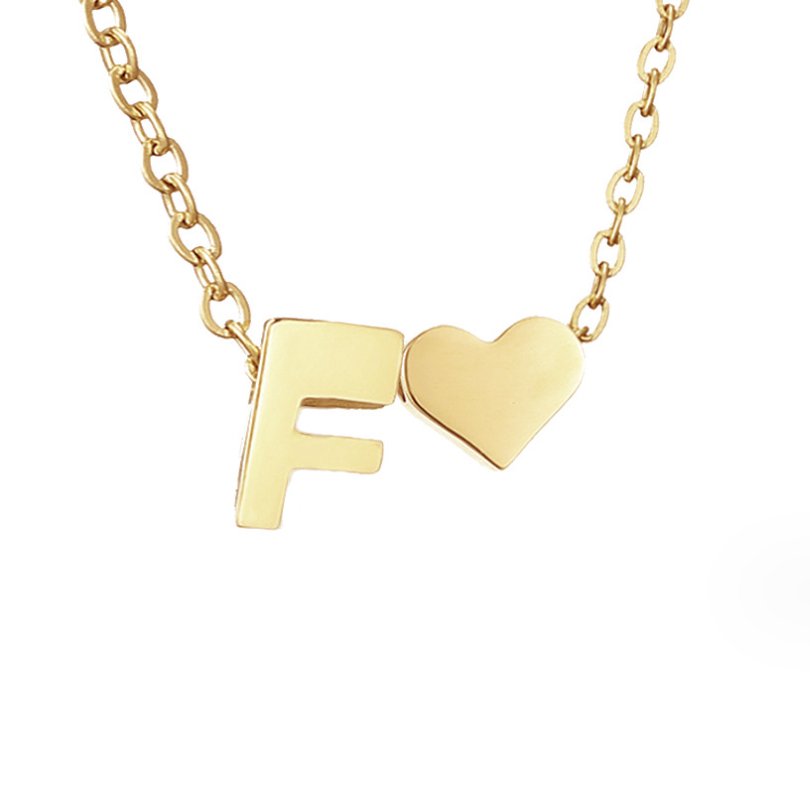 Collier Cœur et Lettre Original en Or