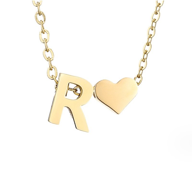 Collier Cœur et Lettre Original en Or
