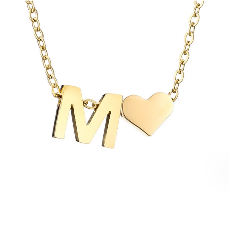Collier Cœur et Lettre Original en Or