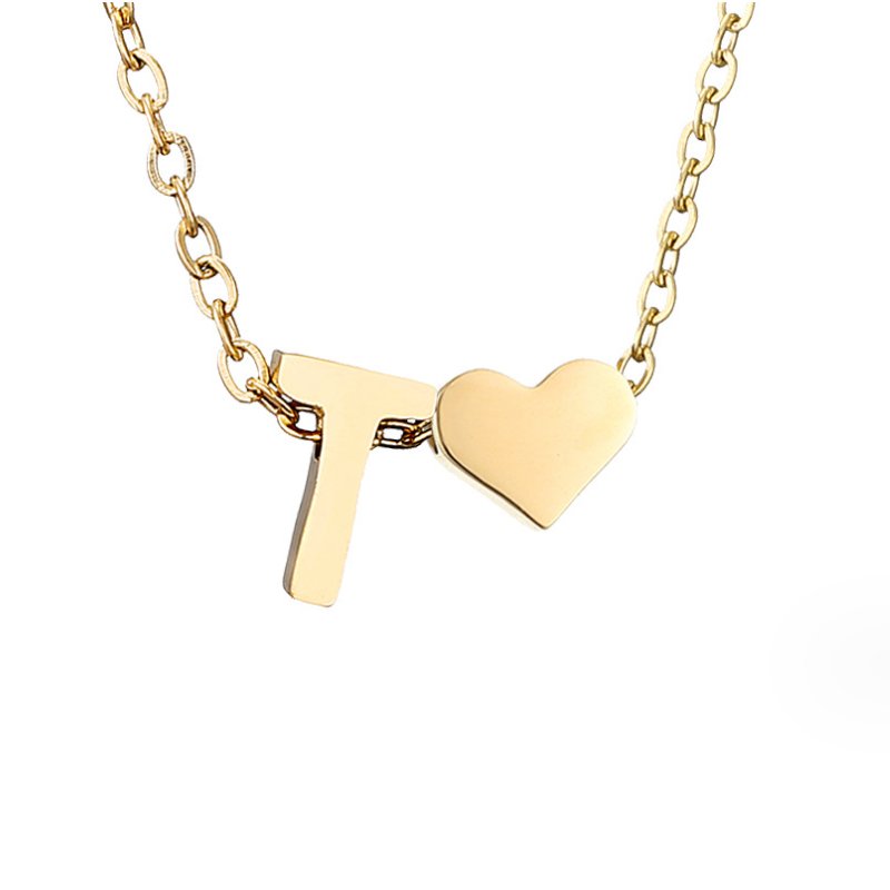 Collier Cœur et Lettre Original en Or