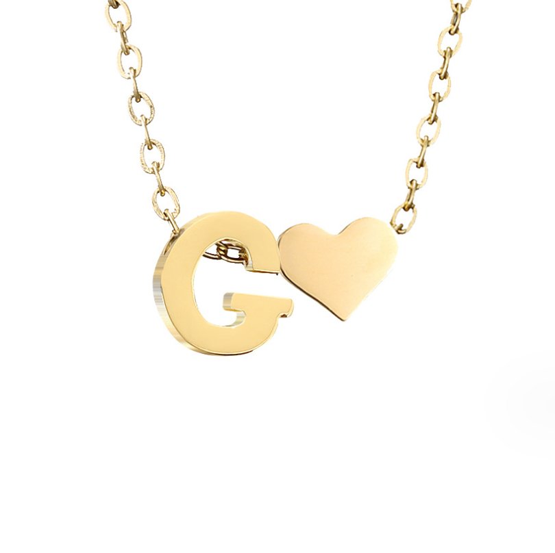 Collier Cœur et Lettre Original en Or